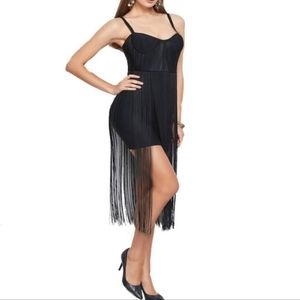 Fringe Hem bandage spaghetti strap Dress